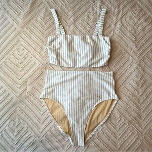 Old Navy White Blue Stripped Bikini | M